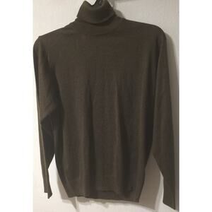 Triko Wool Blend Long Sweater Women's Turtle Neck Brown Vintage 90's